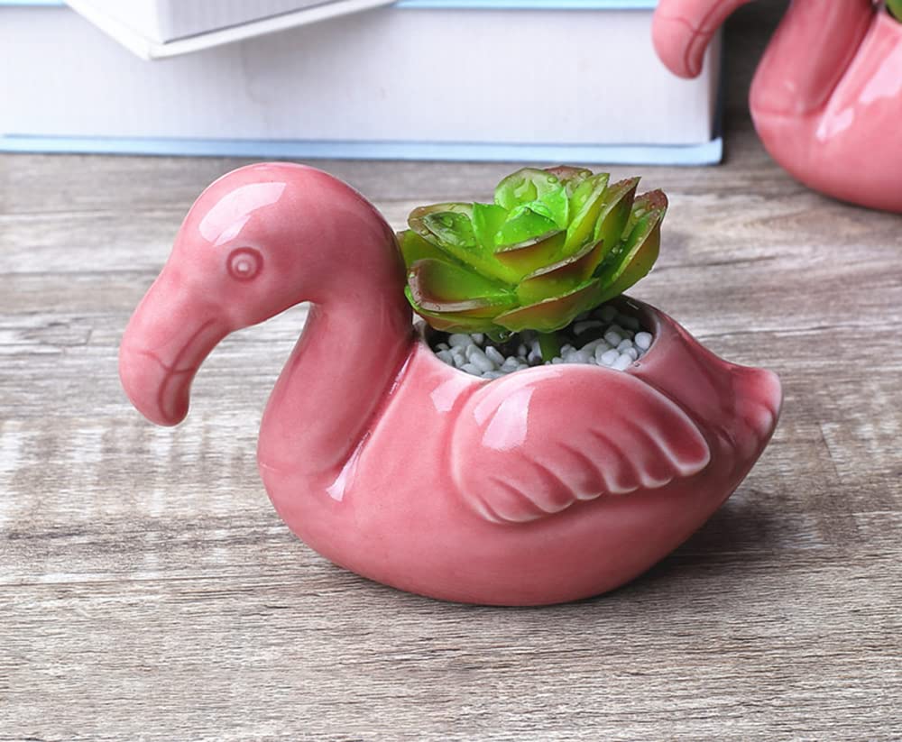 Adorable Flamingo Succulent Planter - Cute Animal Flower Pot for Home & Office Desk Decor - Perfect for Windowsills, Gift Ideas & Small Plant Lovers