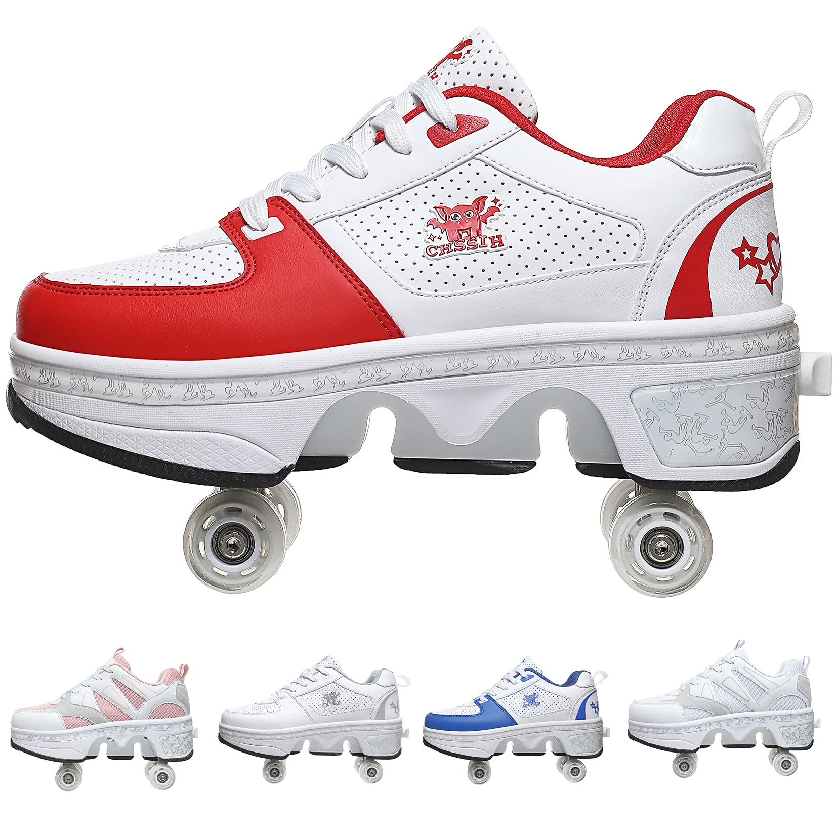 **Women's Retractable Roller Skates - Adjustable Outdoor Roller Shoes for Girls & Men - Convertible Sneakers for Skating, Commuting & Fun Activities**