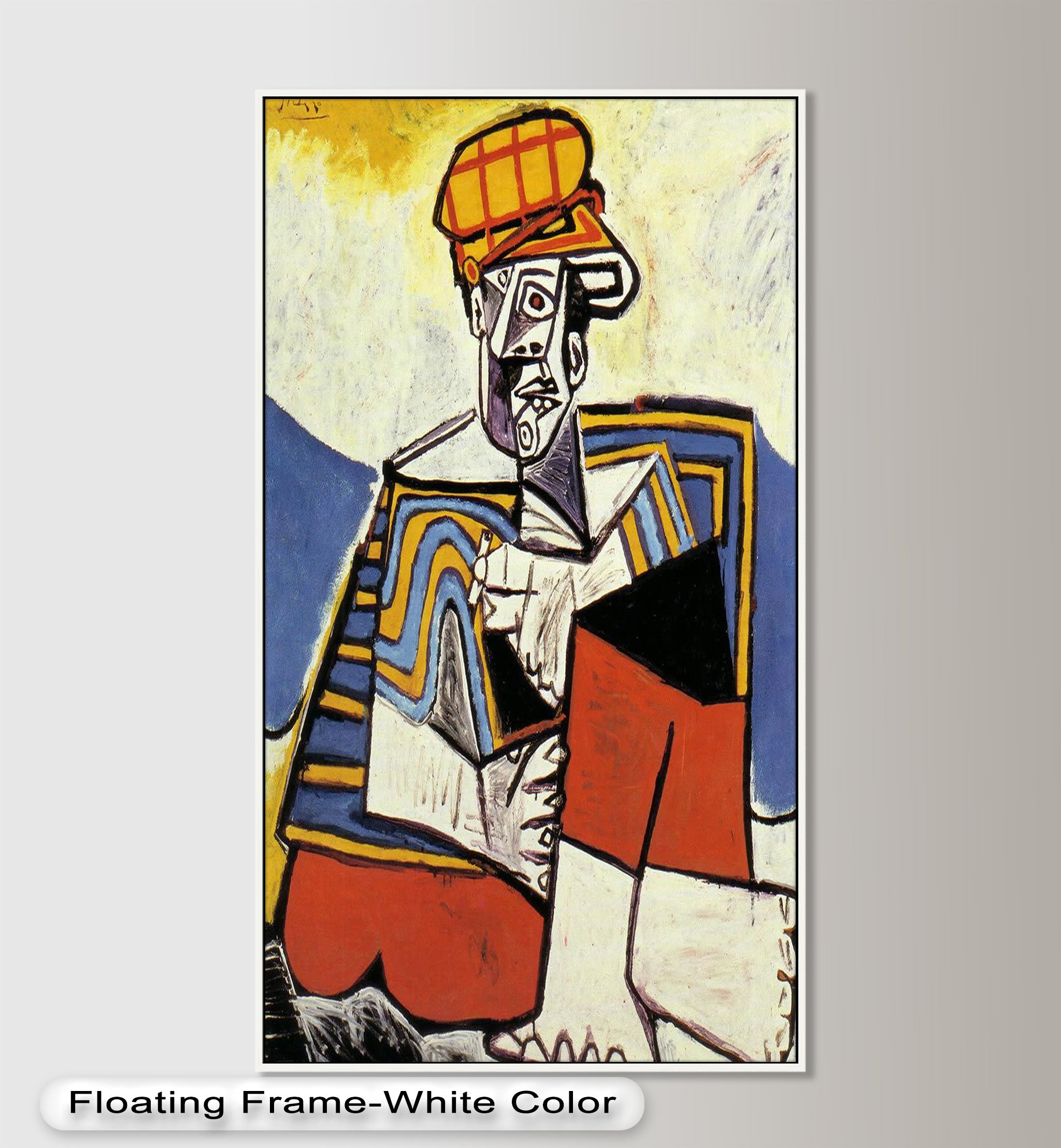 Abstract Man with Cap Wall Art - Cubist Oil Painting for Modern Home & Office Decor | Handmade Canvas Print | Unique Gift Idea for Art Lovers