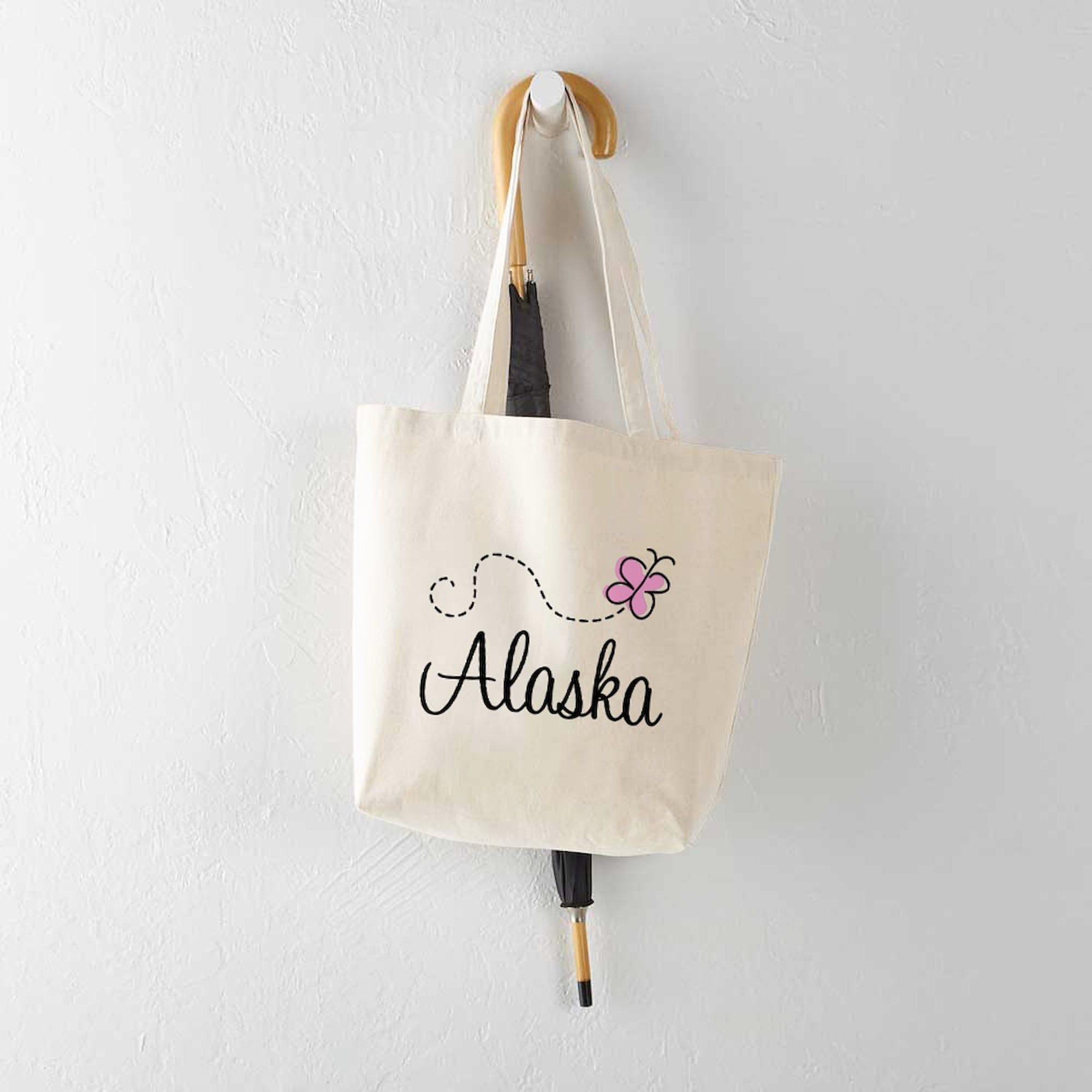 Pretty Alaska Tote Bag - Natural Canvas Reusable Shopping Bag for Groceries, Beach & Travel | Eco-Friendly Cotton Tote with Unique Alaskan Design