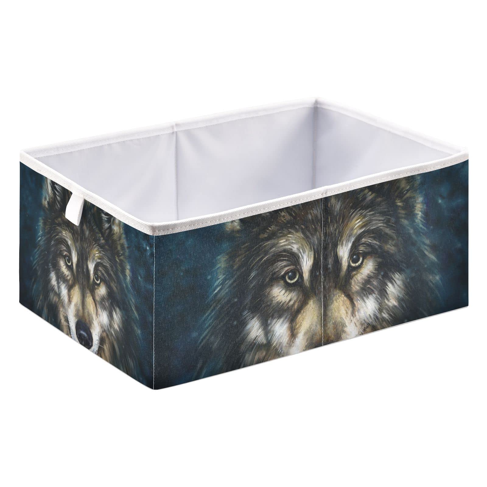 Wolf Head Storage Basket - Collapsible Rectangular Storage Bin for Kids Toys, Clothes & Playroom Organization | Perfect for Nursery, Bedroom & Playroom Storage Solutions