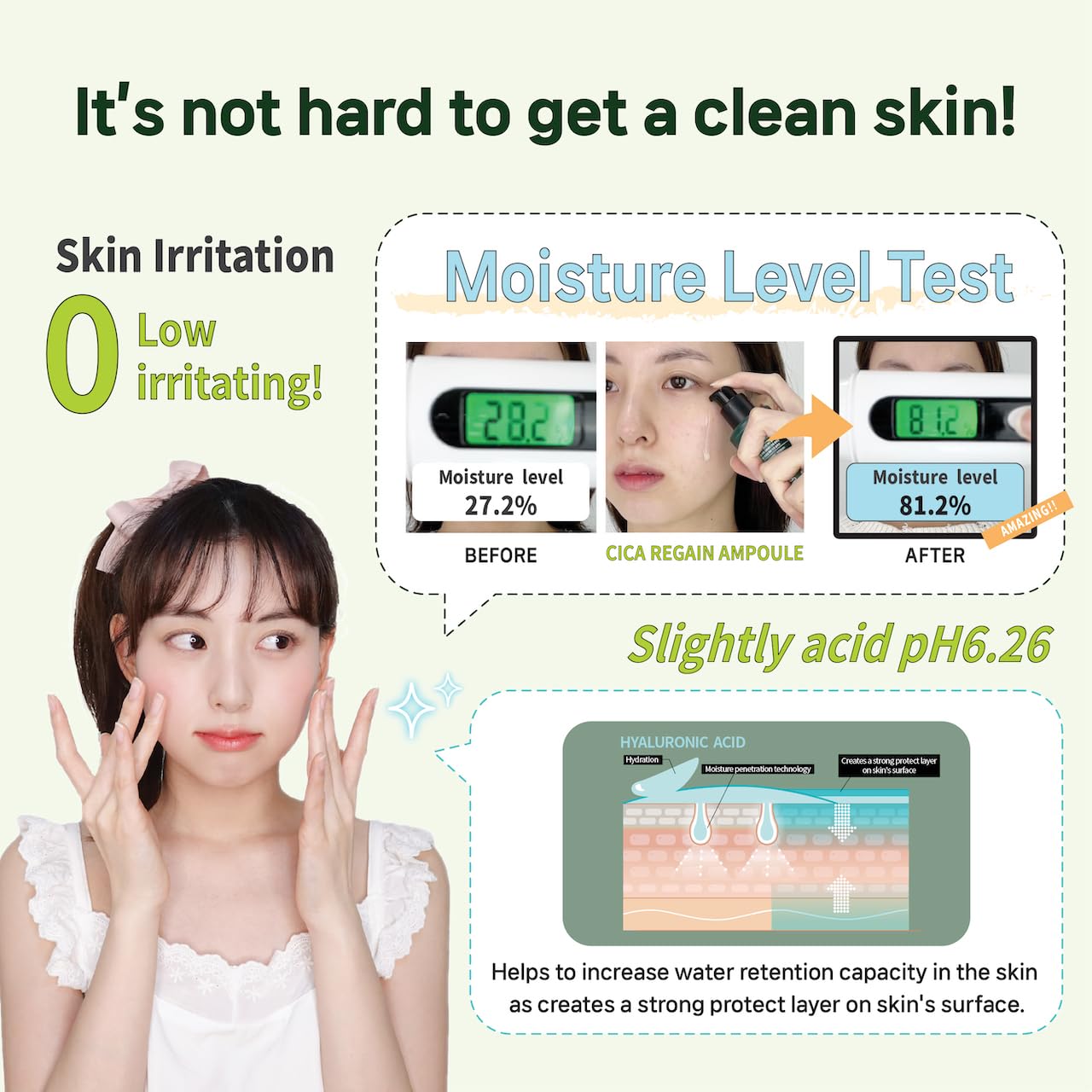 CICA Regain Ampoule 50ml (1.69 Fl Oz) - Vegan Soothing Calming Hydrating Facial Serum for Sensitive Skin | Clean Beauty Korean Skincare | Perfect for Daily Hydration & Redness Relief