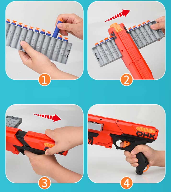 Horizontal Clip Fed Manual Foam Dart Blaster Toy - High Performance Nerf Style Foam Gun for Outdoor Games, Backyard Battles & Team Competitions
