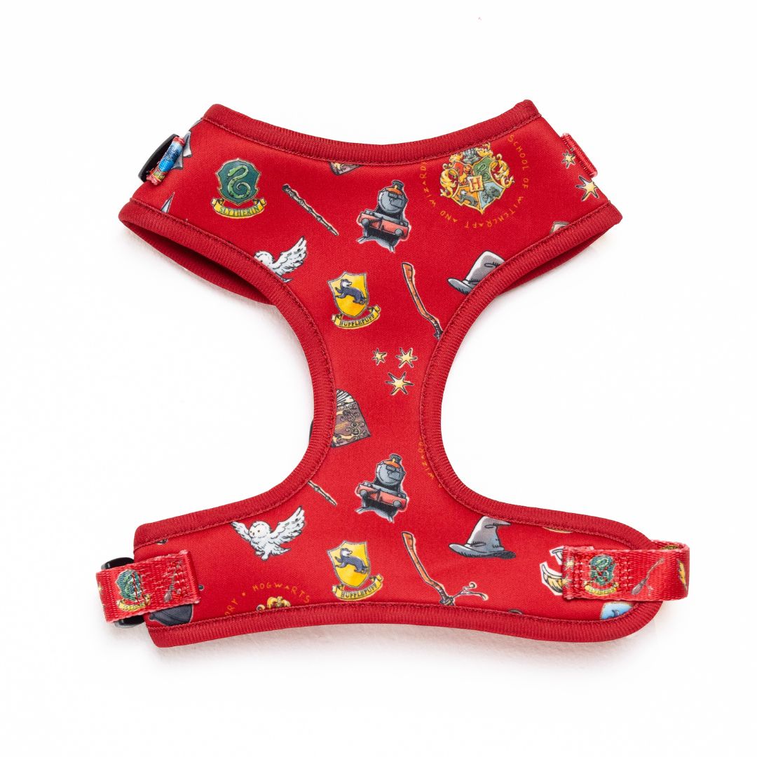 Harry Potter Dog Harness - Adjustable Pet Costume with Hogwarts House Colors - Perfect for Halloween, Cosplay & Themed Parties