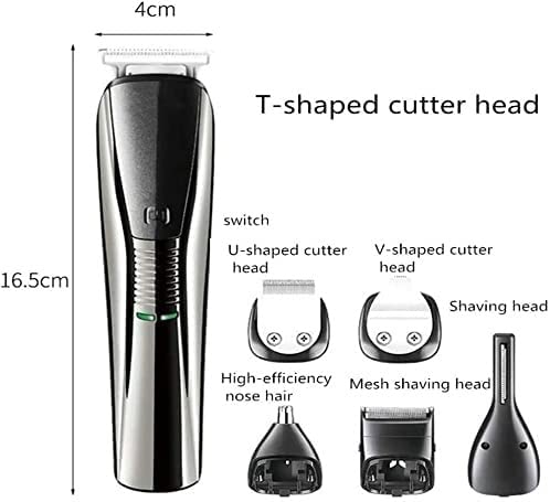 Professional Cordless Hair Clippers for Men - 6-in-1 USB Rechargeable Hair Trimmer Kit with Body Groomer, Nose & Ear Trimmer, Beard Trimmer (Black) - Perfect for Home Haircuts, Beard Grooming & Personal Care