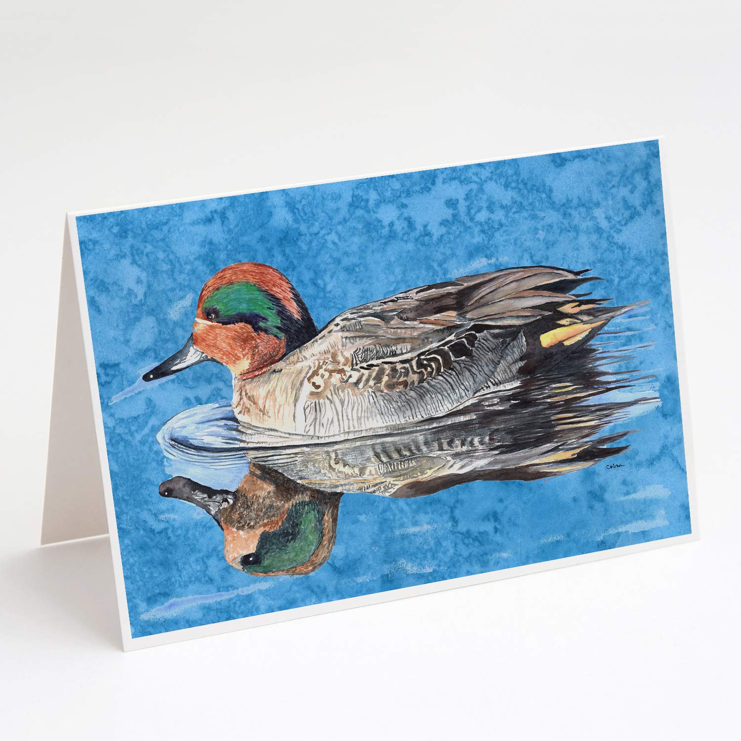 Caroline's Treasures 8830GCA7P Whimsical Teal Duck Greeting Cards - Pack of 8 Blank A7 Size (5x7) Note Cards with Envelopes | Perfect for Birthday Wishes, Thank You Notes & Home Decor