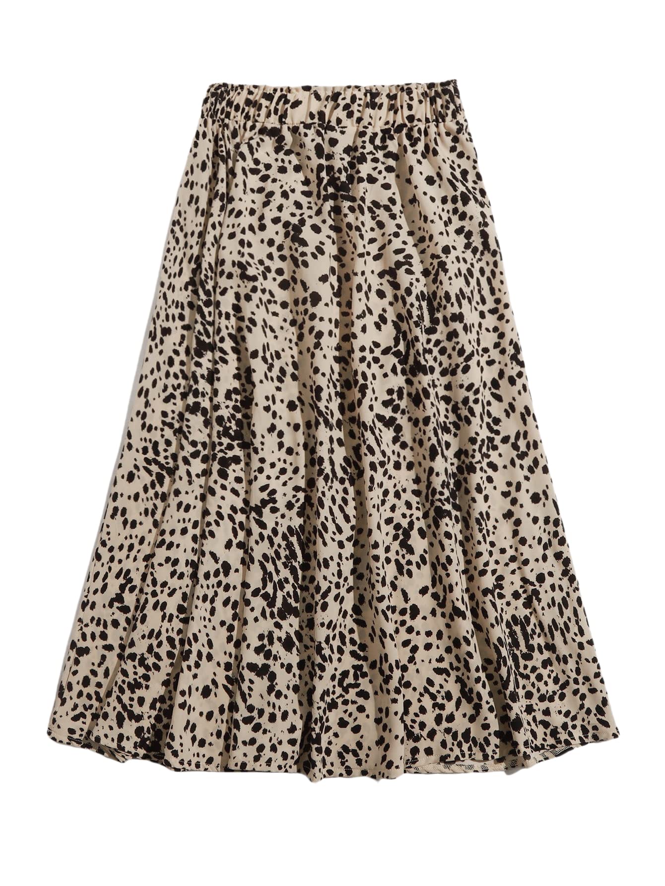 Milumia Women's Vintage Dalmatian Print A-Line High Waist Flare Midi Skirt | Retro Flowy Summer Skirt for Casual Outfits, Beach Vacations & Boho Fashion
