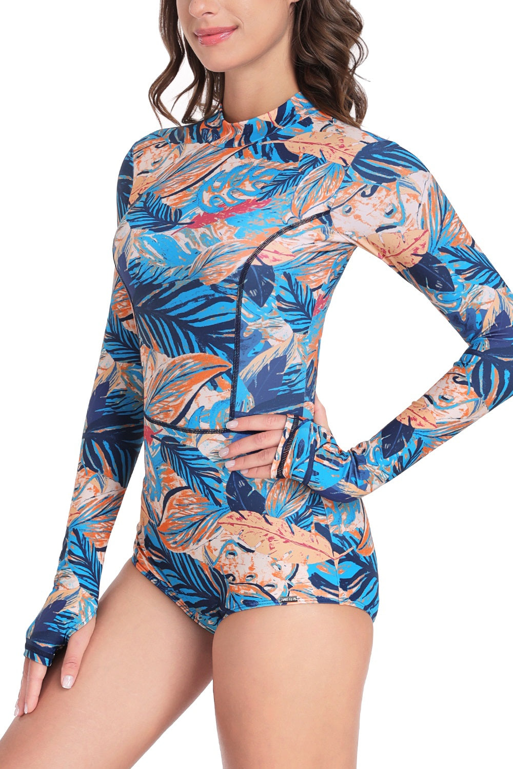 Women's Long Sleeve Back Zip One Piece Swimsuit - UPF 50+ Sun Protection Swimwear for Beach, Pool & Water Sports
