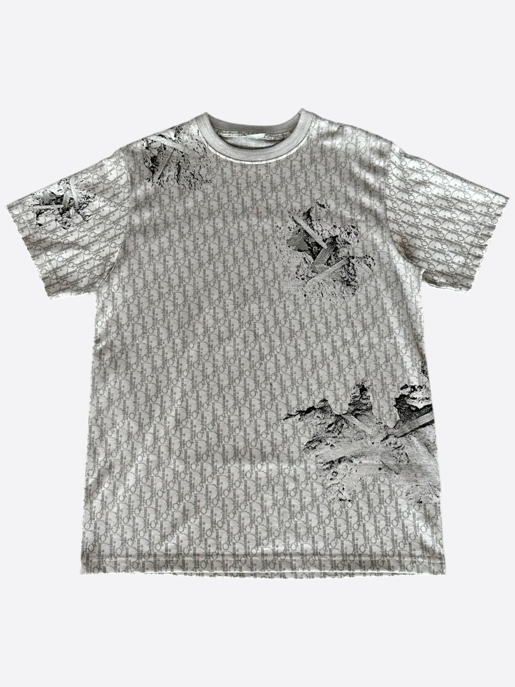 Dior Daniel Arsham Grey Oblique T-Shirt for Men - Limited Edition Designer Cotton Tee | Perfect for Streetwear, Casual Outfits & Fashion Collectors
