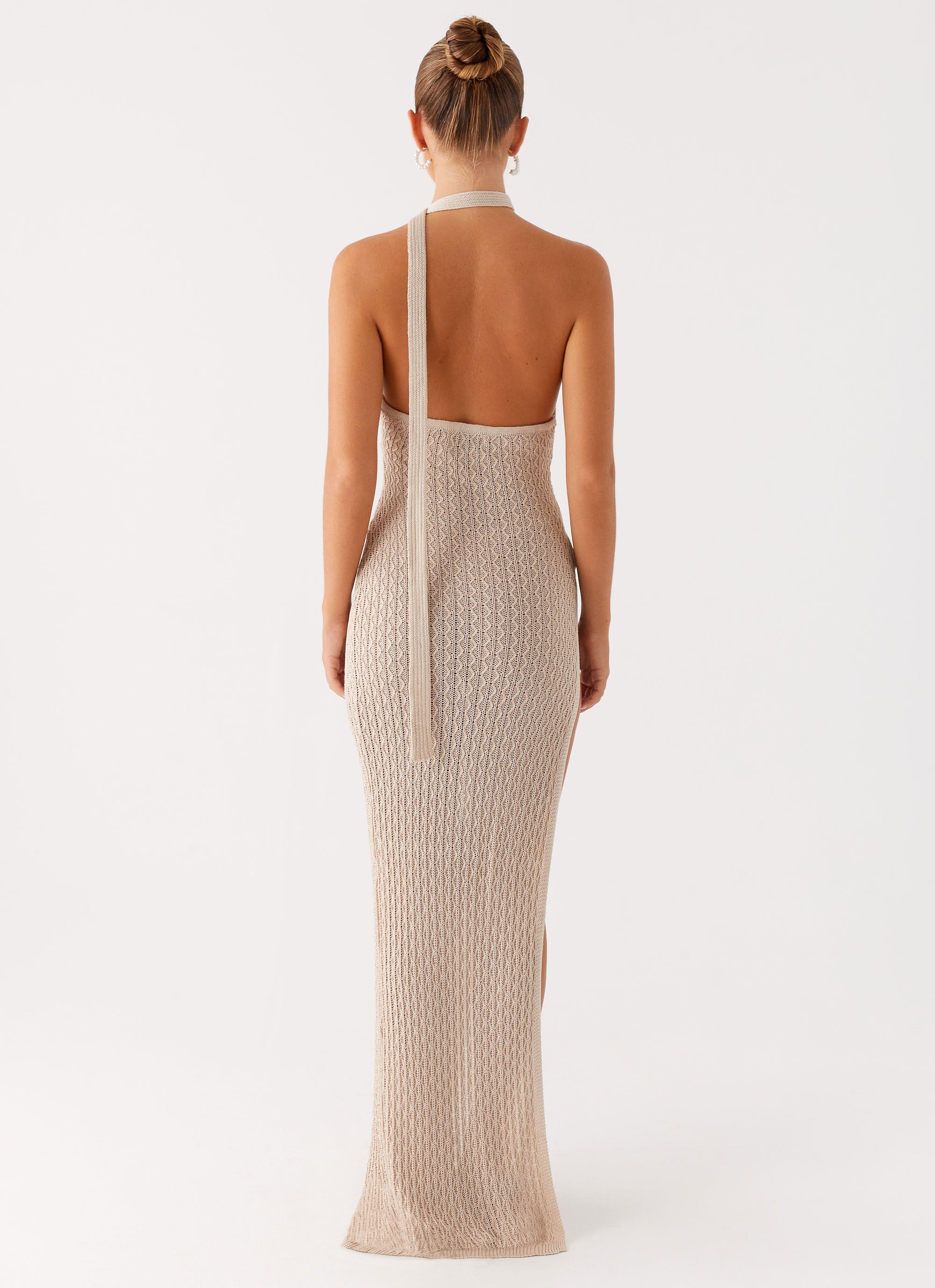 Carryn Knit Maxi Dress for Women - Soft Stretchy Long Flowy Dress in Beige | Perfect for Beach Vacations, Summer Outings & Casual Wear