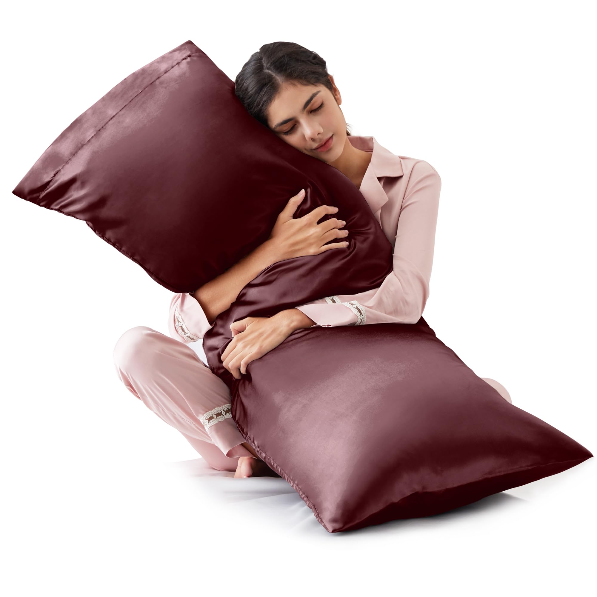 Love's Cabin 20x54 Inch Brick Red Satin Body Pillow Cover - Soft Cooling Pillowcase with Envelope Closure for Hair & Skin Care - Luxury Silk-Like Feel for Bedroom, Sofa & Travel Use
