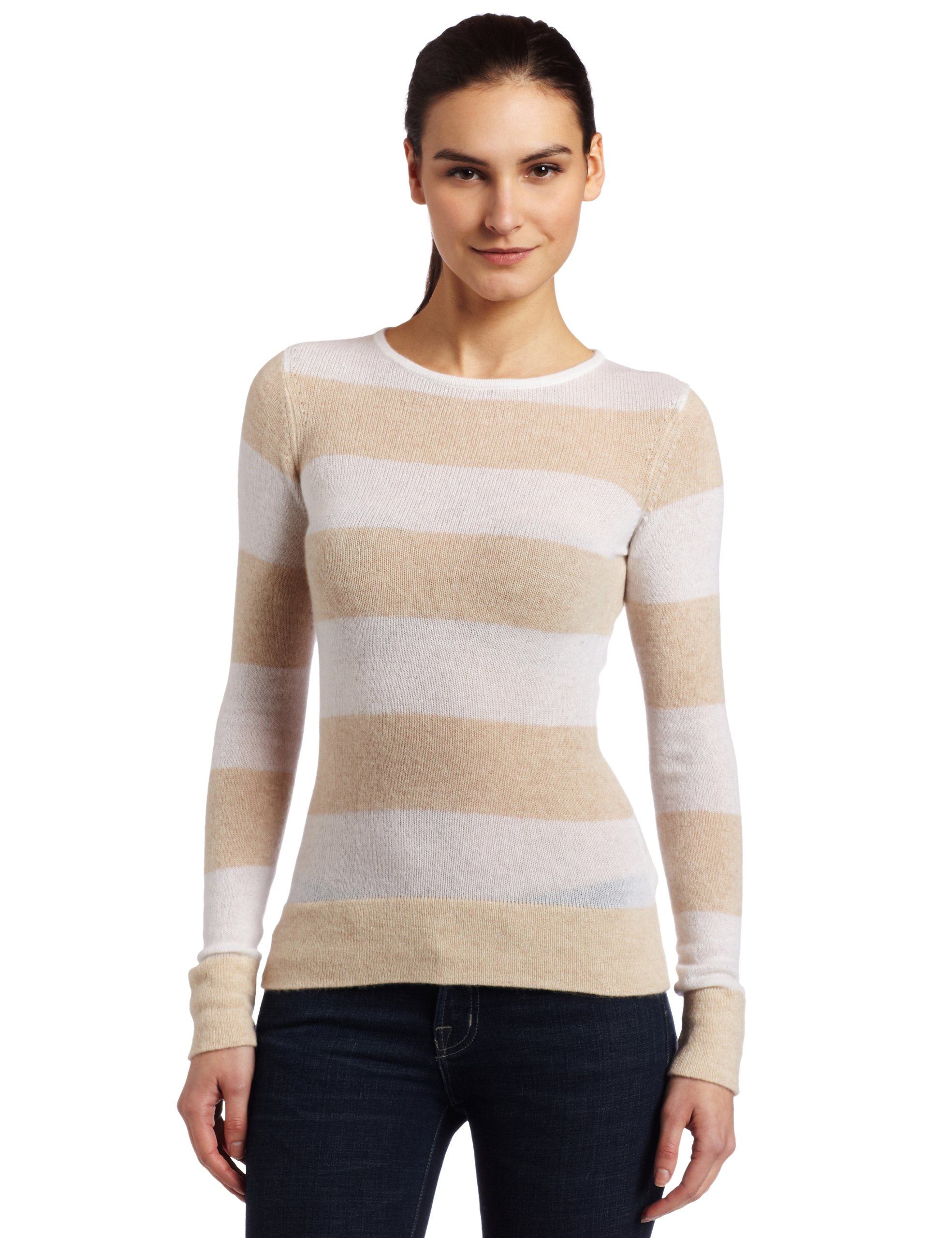 Minnie Rose Women's 100% Cashmere Crewneck Sweater - Soft & Warm Winter Pullover for Casual Wear, Office & Holiday Outfits