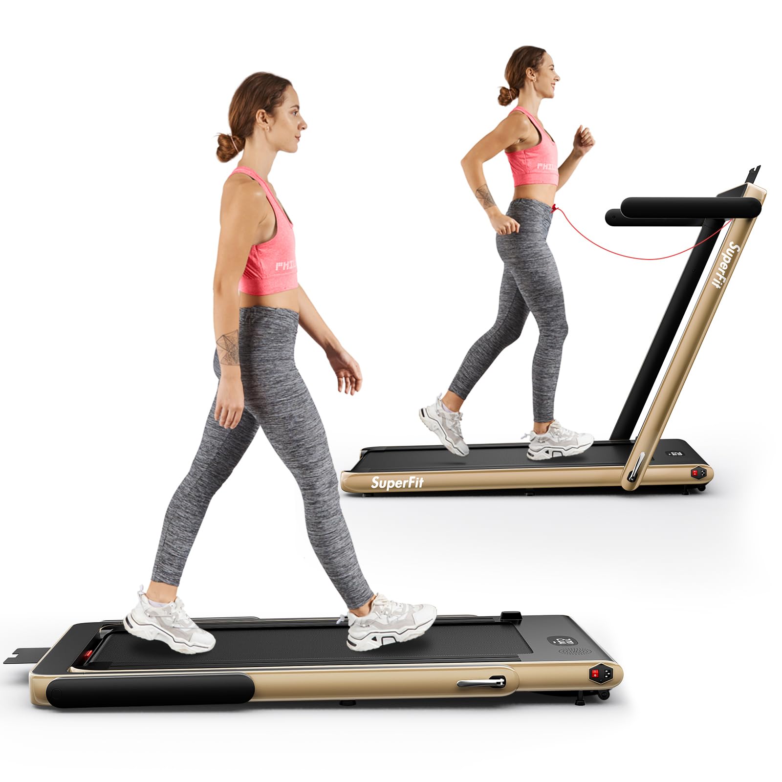 Goplus 1100W Folding Treadmill - Electric Motorized Running Machine for Home Gym Fitness & Cardio Workout - Compact Space Saving Design with Support for Small Apartments & Home Offices