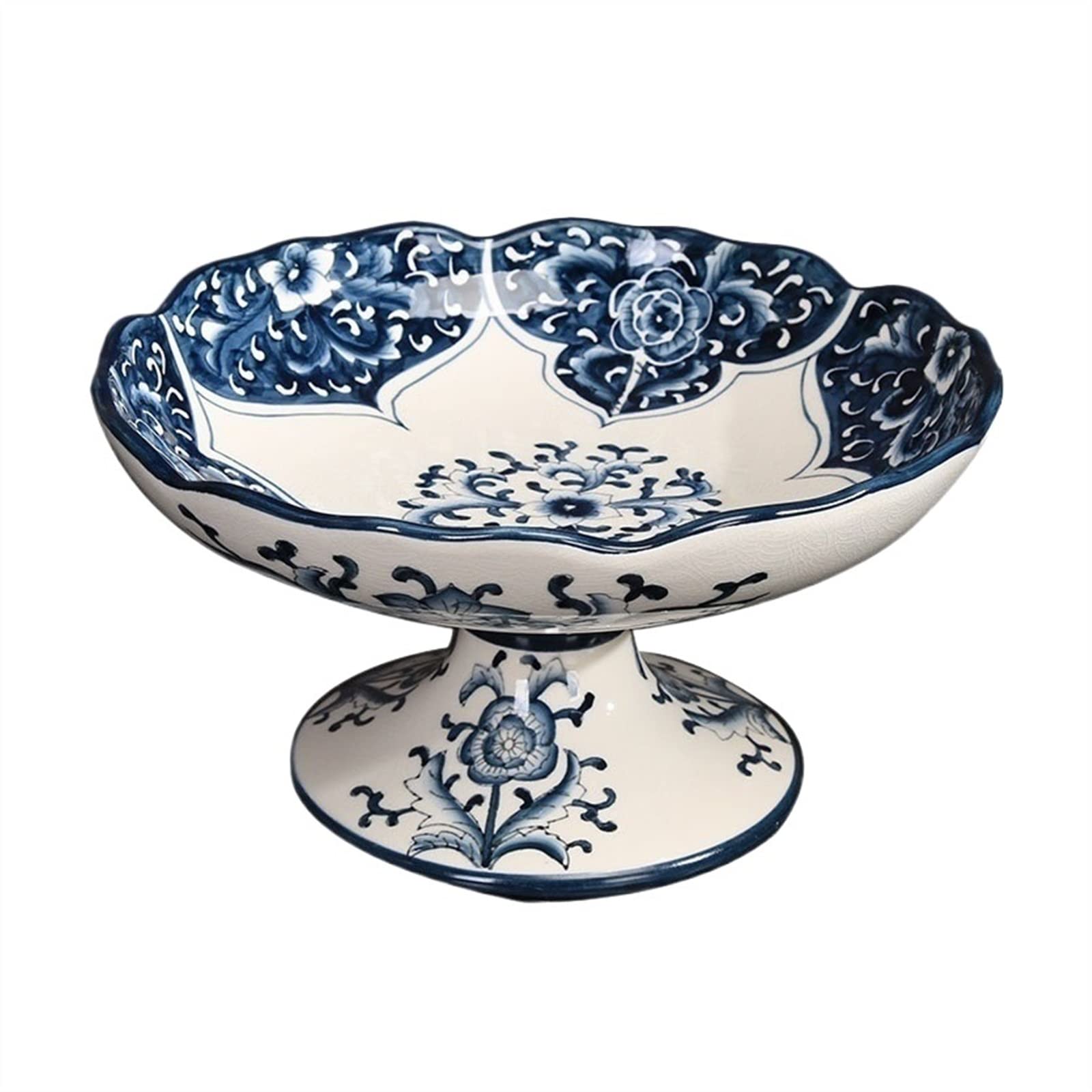 Blue and White Ceramic Fruit Bowl - Creative Decorative Serving Tray for Living Room Coffee Table, Snack Storage Plate for Dried Fruits, Vegetables, Salad, and Fresh Fruits - Perfect for Entertaining and Home Decor