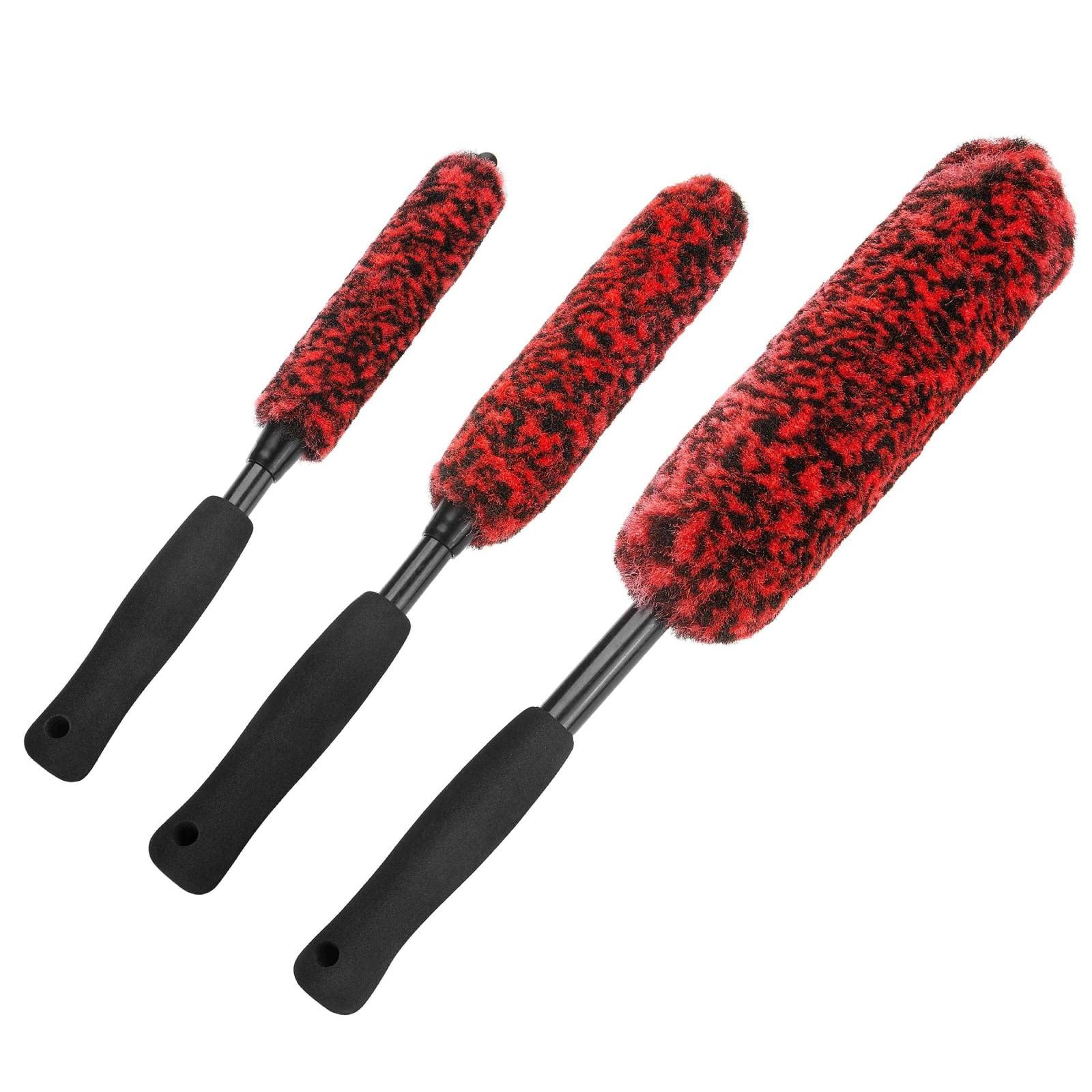 Premium Car Wheel Cleaning Brushes Set (3 Pack) - Soft Wool & Metal-Free Tire Brushes for Rims, Tires & Alloy Wheels - Perfect for Auto Detailing, Car Wash & DIY Cleaning
