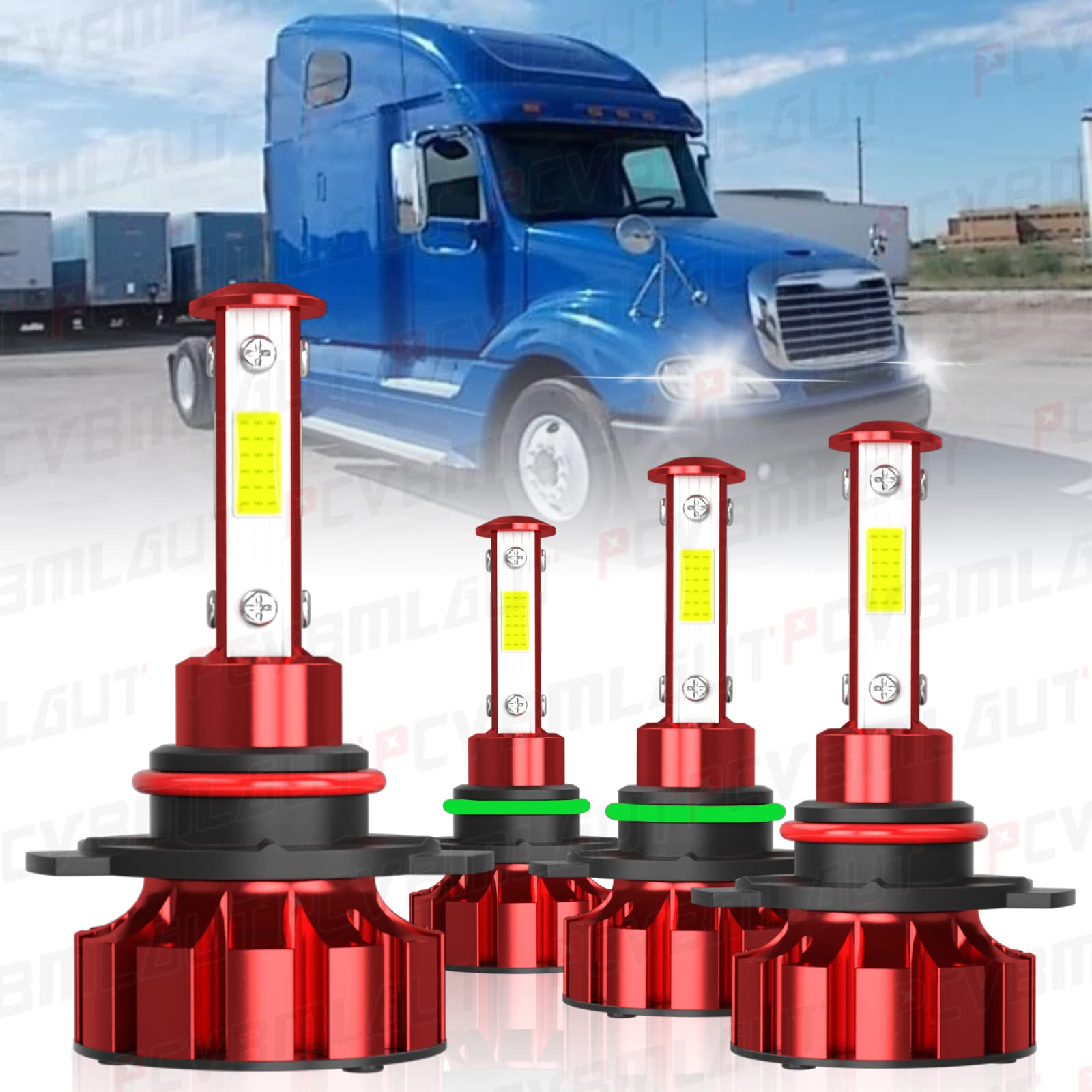 2005-2013 Freightliner Columbia LED Headlight Bulbs Kit - 9005 High Beam & 9006 Low Beam Replacement (HB3/HB4) - 6000K White, Plug & Play - Pack of 4 - Perfect for Truck Upgrades & Night Driving Safety