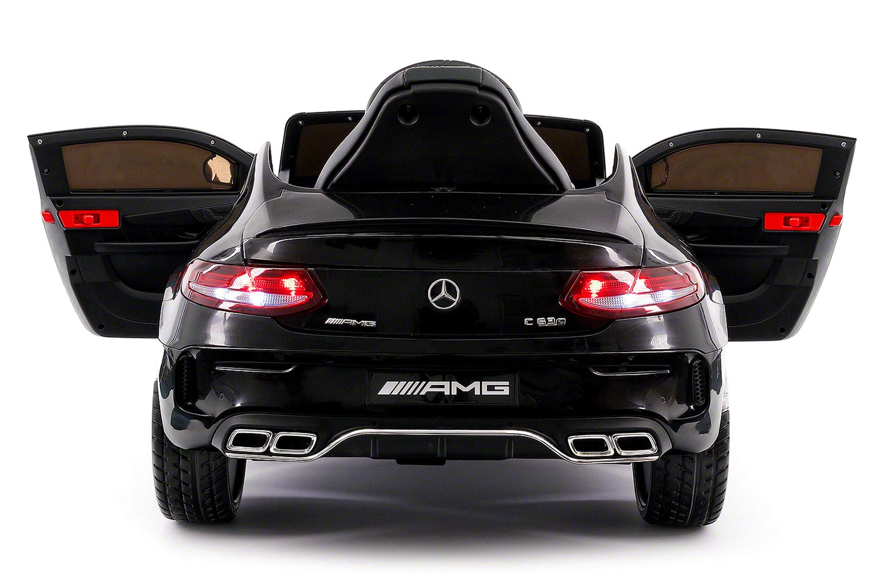 Moderno Kids Mercedes C63S 12V Electric Ride-On Car for Children with Parental Remote Control, EVA Foam Wheels, Leather Seat, MP3/USB Player & LED Lights - Black | Perfect Birthday Gift & Outdoor Play Toy for Boys & Girls Ages 3-8