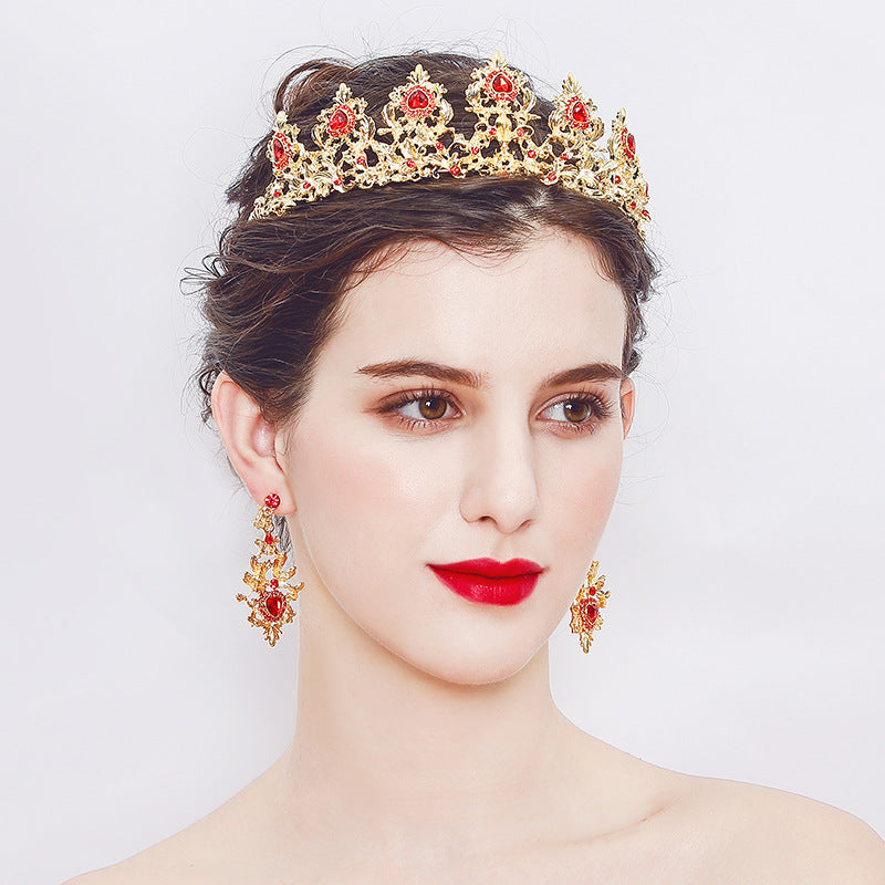 Sparkling Rhinestone Wedding Earrings and Tiara Crown Set – Elegant Bridal Jewelry for Weddings, Prom, and Special Occasions