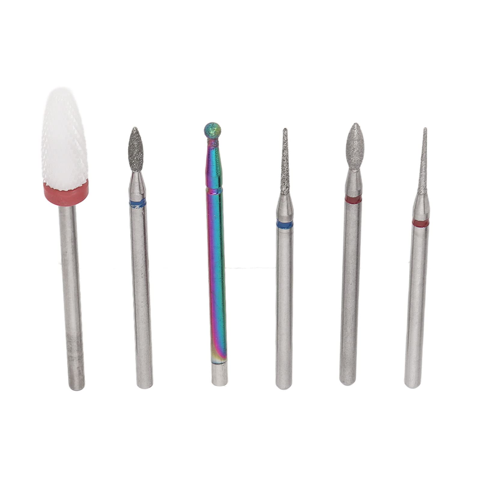 6pcs High Strength Ceramic Nail Drill Bits for Acrylic & Gel Polish Removal - Professional Nail Art Tools for Beginners - Perfect for Salon, Home Manicure & Nail Extension Care