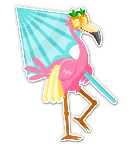 Flamingo on Vacation - 3 Inch Vinyl Sticker for Car, Laptop, Water Bottle, Phone - Waterproof Decal - Perfect for Travel Accessories, DIY Crafts & Personalizing Gadgets