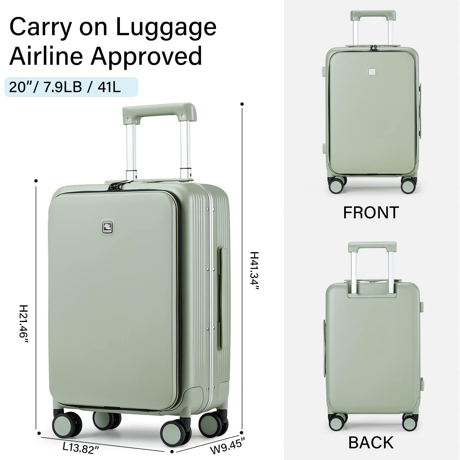 20 Inch Hanke Carry On Luggage - Airline Approved Hardshell Suitcase with 360° Spinner Wheels, Lightweight Travel Luggage for 2-3 Day Business Trips & Weekend Getaways | Perfect for Business Travelers & Short Vacations