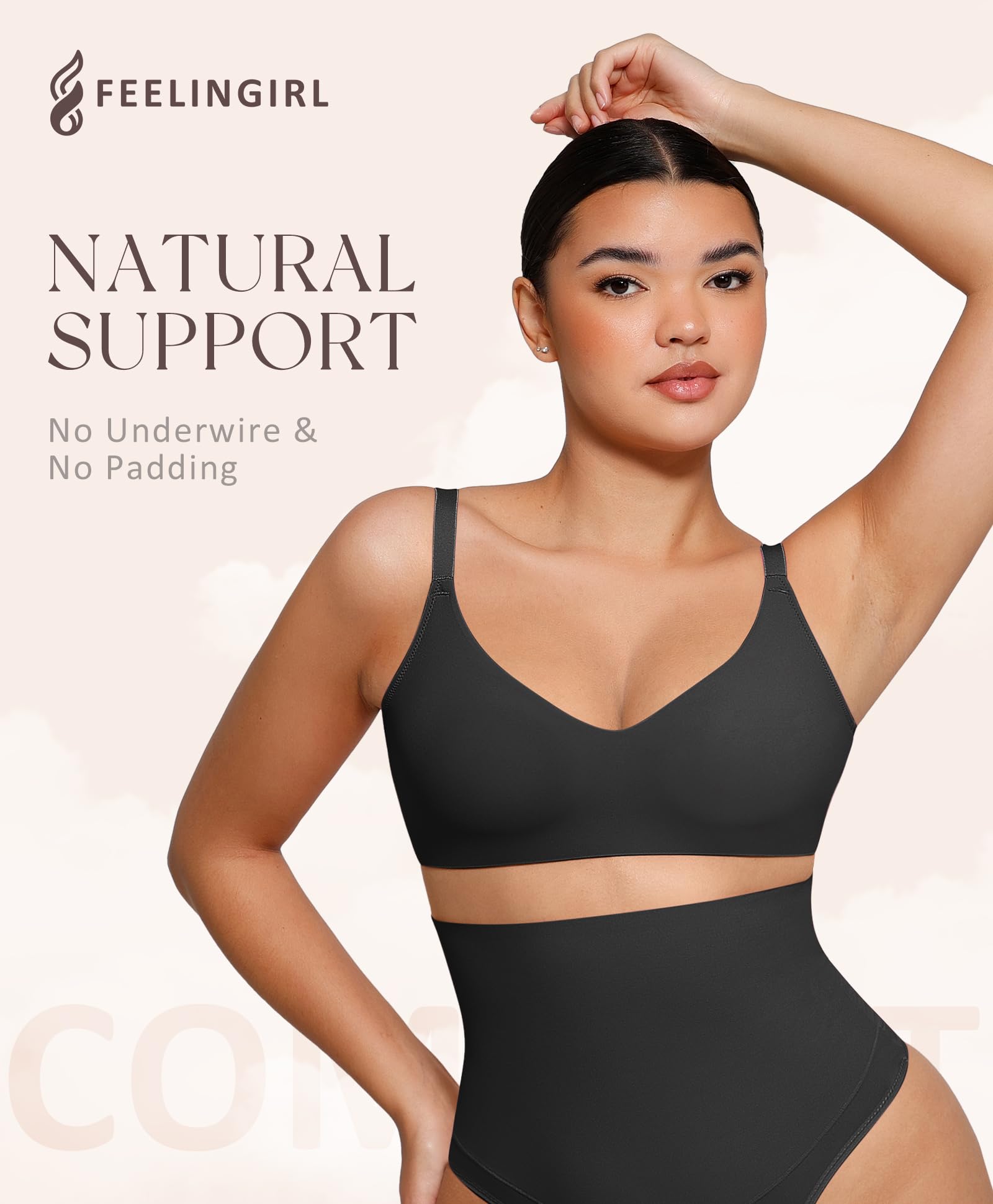 FeelinGirl Wireless Seamless Bralette for Women - No Underwire Comfort, Buttery Soft Everyday Bra | Perfect for Yoga, Lounge & Sleepwear