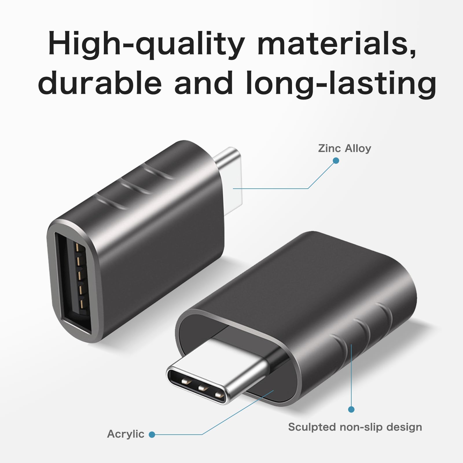 ZUOQIANG USB to USB C Adapter 2 Pack - USB C Male to USB 3.0 Female OTG Converter - Compatible with MacBook, Samsung Galaxy, iPad Pro & More Type-C Devices - Fast Data Transfer & Charging (Black) - Perfect for Travel, Office & Home Use