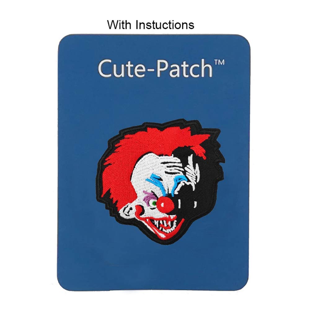 Clown Face Embroidered Iron-On & Sew-On Patch - Horror Movie Costume Accessory for Halloween, Cosplay & DIY Jacket Decoration