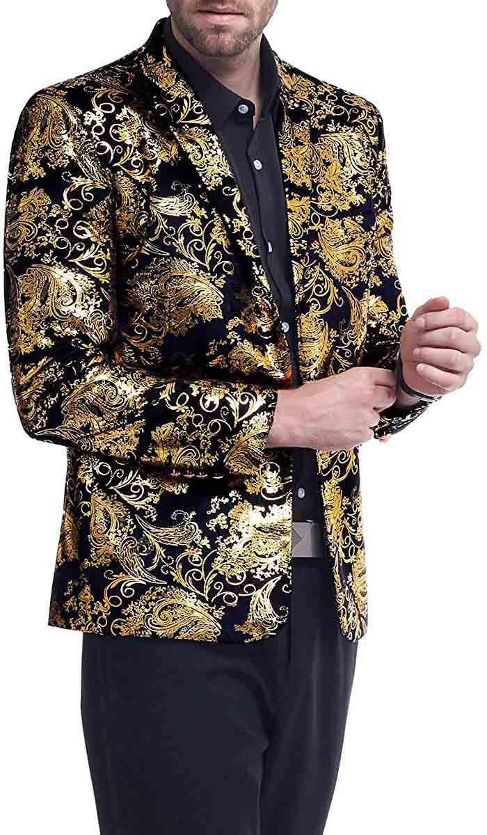 Elegant Gold Blazer Dress with Floral Embroidery - Women's Fashion Blazer for Office, Party & Special Occasions