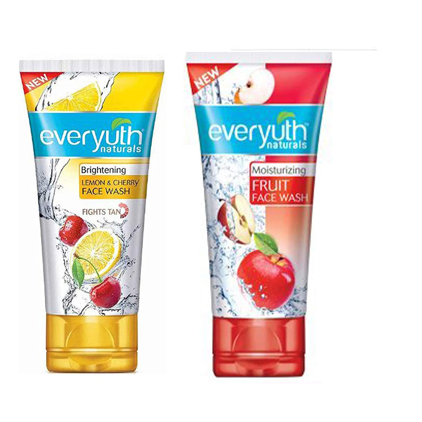 Everyuth Naturals Fruit Face Wash & Lemon Cherry Oil Clear Face Wash Combo - 50gm Each - Gentle Cleansing for Oily & Acne-Prone Skin - Perfect for Daily Skincare Routine