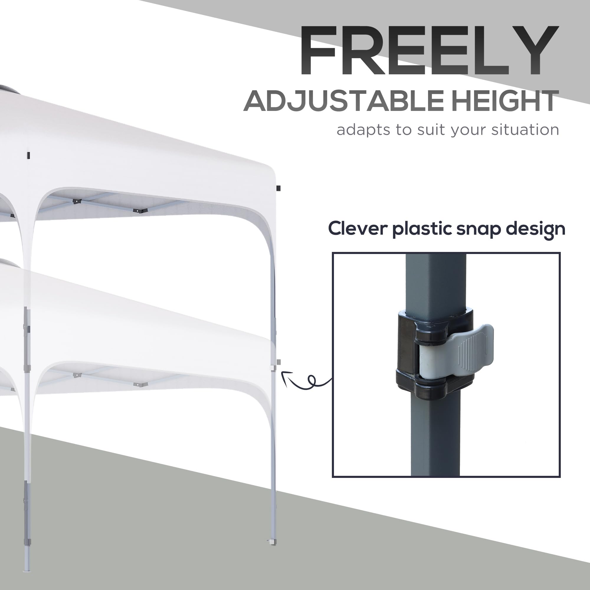 Outsunny 8' x 8' Pop Up Canopy Tent with Wheeled Carry Bag & 4 Sand Bags - Instant Sun Shelter for Outdoor Parties, Picnics, Beach, Camping & Backyard Events - Adjustable Height White Gazebo for Garden, Patio & BBQ Gatherings