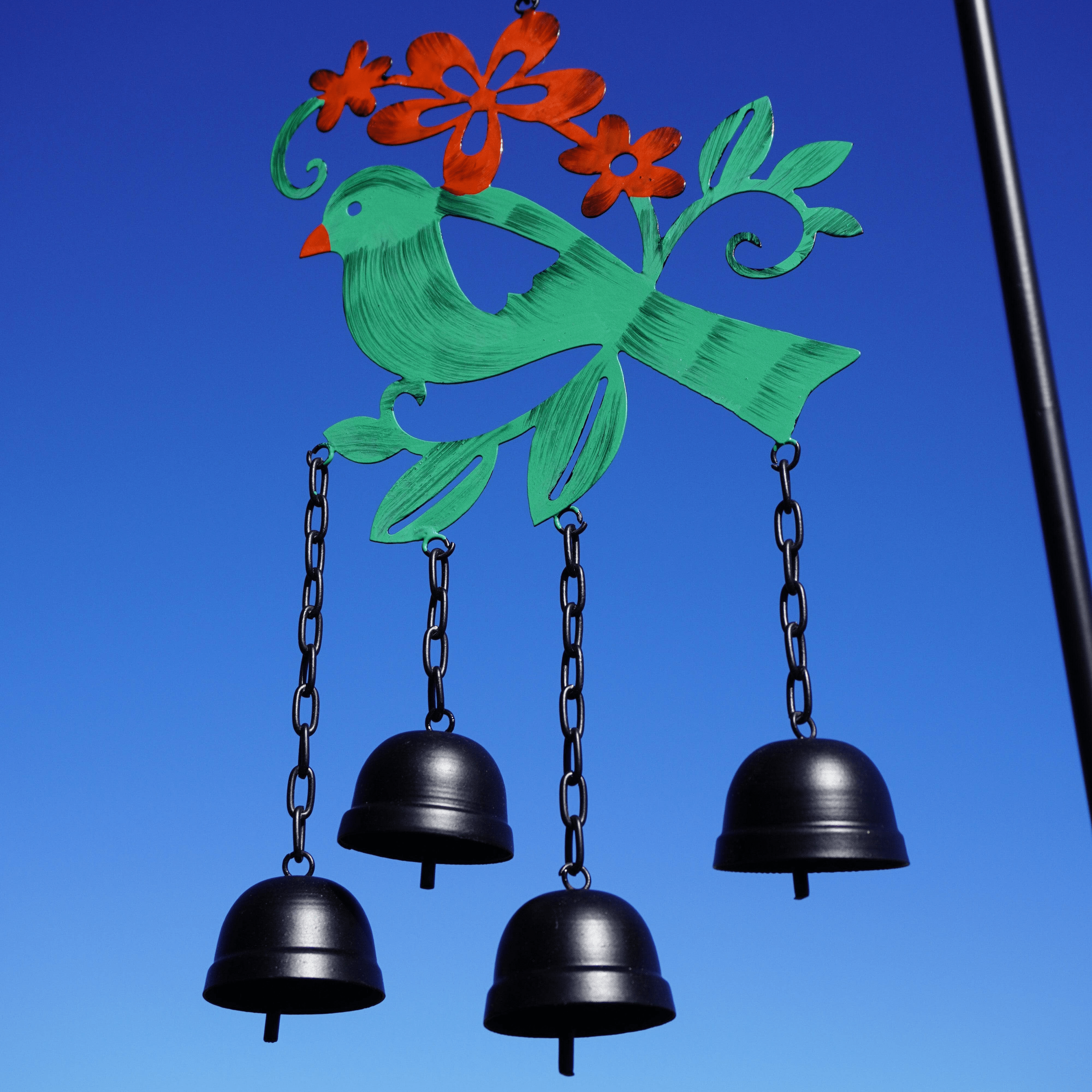 Colorful Hanging Bird Wind Chime with Bells - Outdoor Garden Decor for Patio, Balcony & Backyard