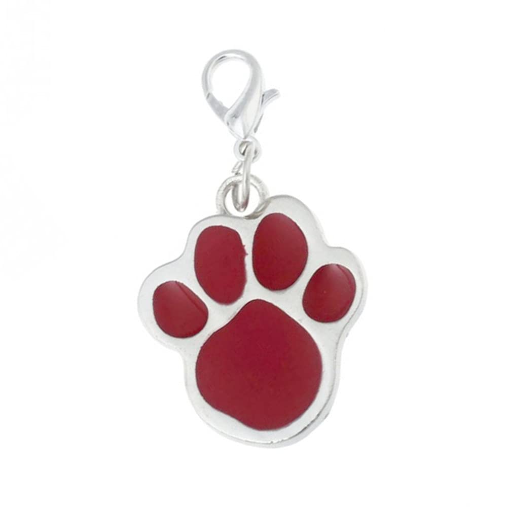 Premium Pet ID Tag - Red Footprint Pendant for Dogs & Cats - Pet Accessories for Dress Up & Safety