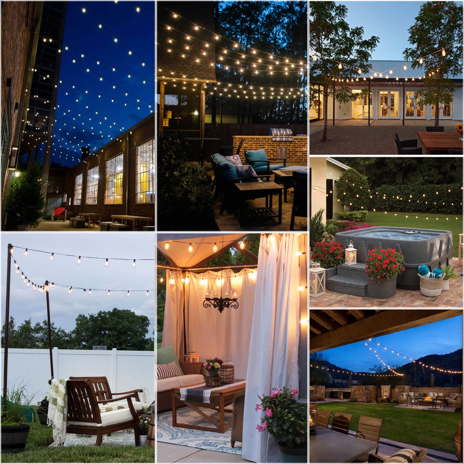 200FT Outdoor LED String Lights - Waterproof Shatterproof Edison Bulbs, 2200K Warm White Patio Lights with 104 ST38 Plastic Bulbs (2 Pack x 100FT) - Perfect for Gazebo, Pergola, Backyard, Wedding & Bistro Decor