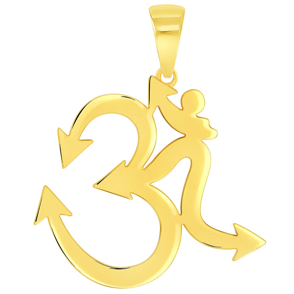 14K Solid Yellow Gold Om Symbol Pendant Necklace - Spiritual Jewelry with Rolo, Cuban, or Figaro Chain Options - Perfect for Meditation, Yoga & Mindful Gifting