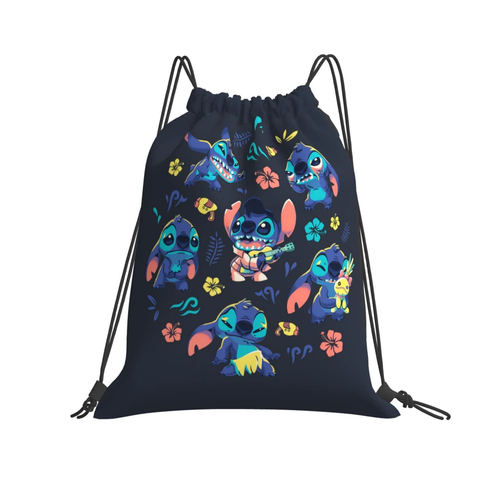 90s Retro Cartoon Alien Drawstring Backpack - Cute Gym Bag for Men & Women - Perfect for Travel, Shopping, Yoga, Swimming & Camping - White Waist Pack