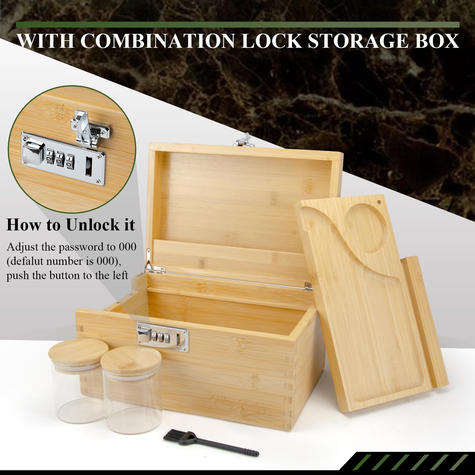 Extra Large Bamboo Gift Box with Combination Lock - Decorative Storage Organizer for Jewelry, Keepsakes & Office Supplies | Home & Office Essentials | Wedding, Birthday & Holiday Gift Idea