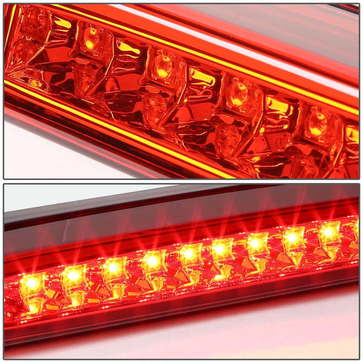 Auto Dynasty 3D LED L-Bar Tail Lights + Third Brake Lamp - Compatible with 1999-2007 Ford Super Duty, Chrome/Red Design - Perfect for Truck Upgrades & Nighttime Safety