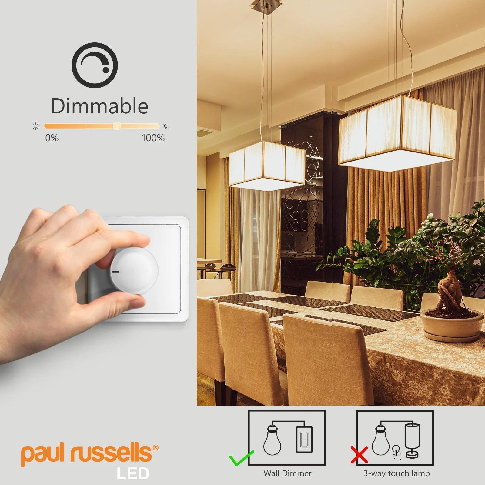 5 Pack LED Dimmable B22 Bayonet Light Bulbs 8.5W (60W Equivalent) Warm White 2700K Energy Saving - Perfect for Bedroom, Living Room & Table Lamps