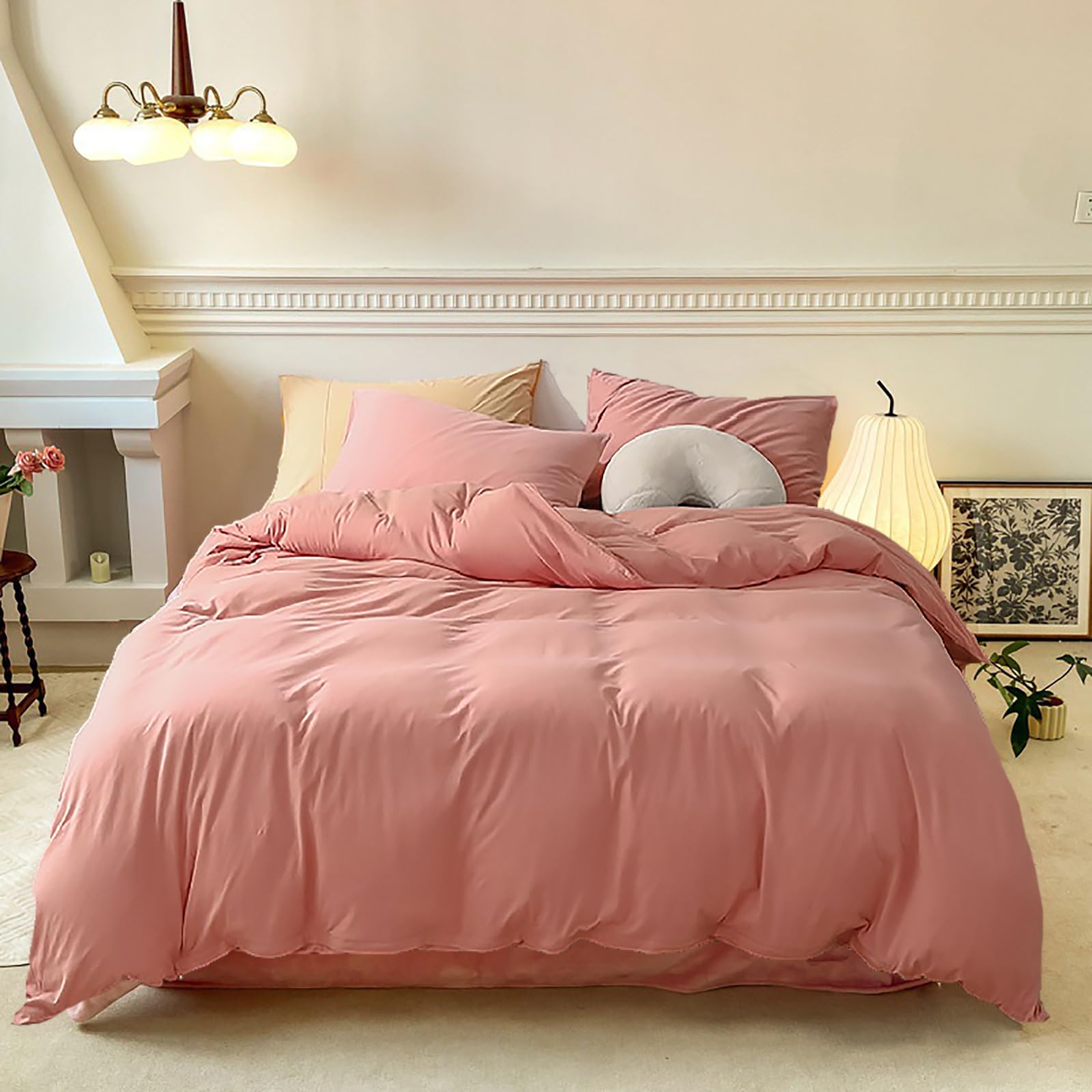 Luxlovery Blush Pink Comforter Set King - Soft Breathable Bedding for Women & Girls, Perfect for Cozy Bedrooms