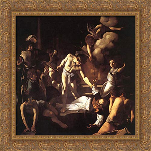 Caravaggio The Martyrdom of St. Matthew - 20x20 Inch Gold Ornate Wood Framed Canvas Art Print - Perfect for Home Decor, Church Altars & Renaissance Art Collections
