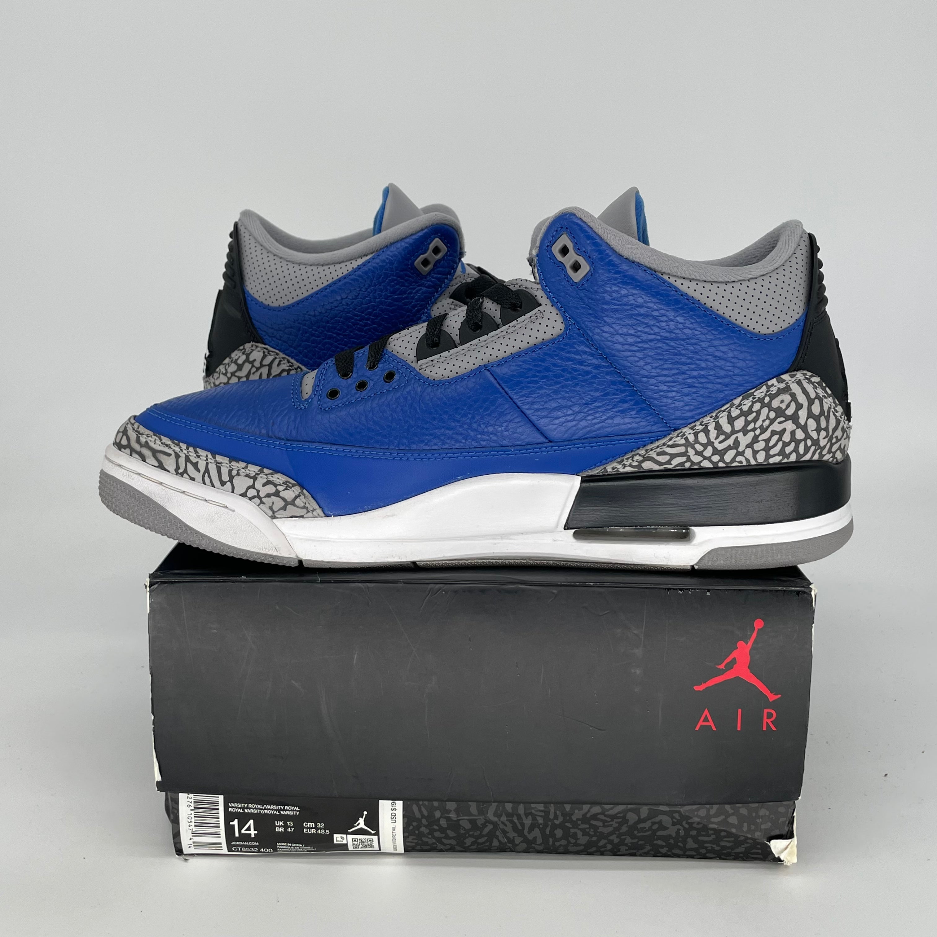 AIR JORDAN 3 VARSITY ROYAL CEMENT Men's Basketball Shoes - Size 14 (CT8532-400) | Retro Sneakers for Sports, Casual Wear & Sneaker Collection