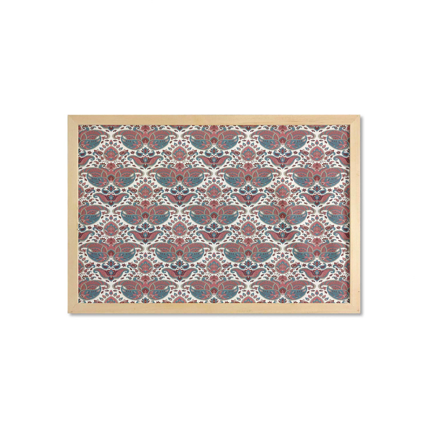 Ambesonne Paisley Wall Art with Frame - Vintage Oriental Damask Design, Persian Inspired Feminine Pattern, Printed Fabric Poster 35