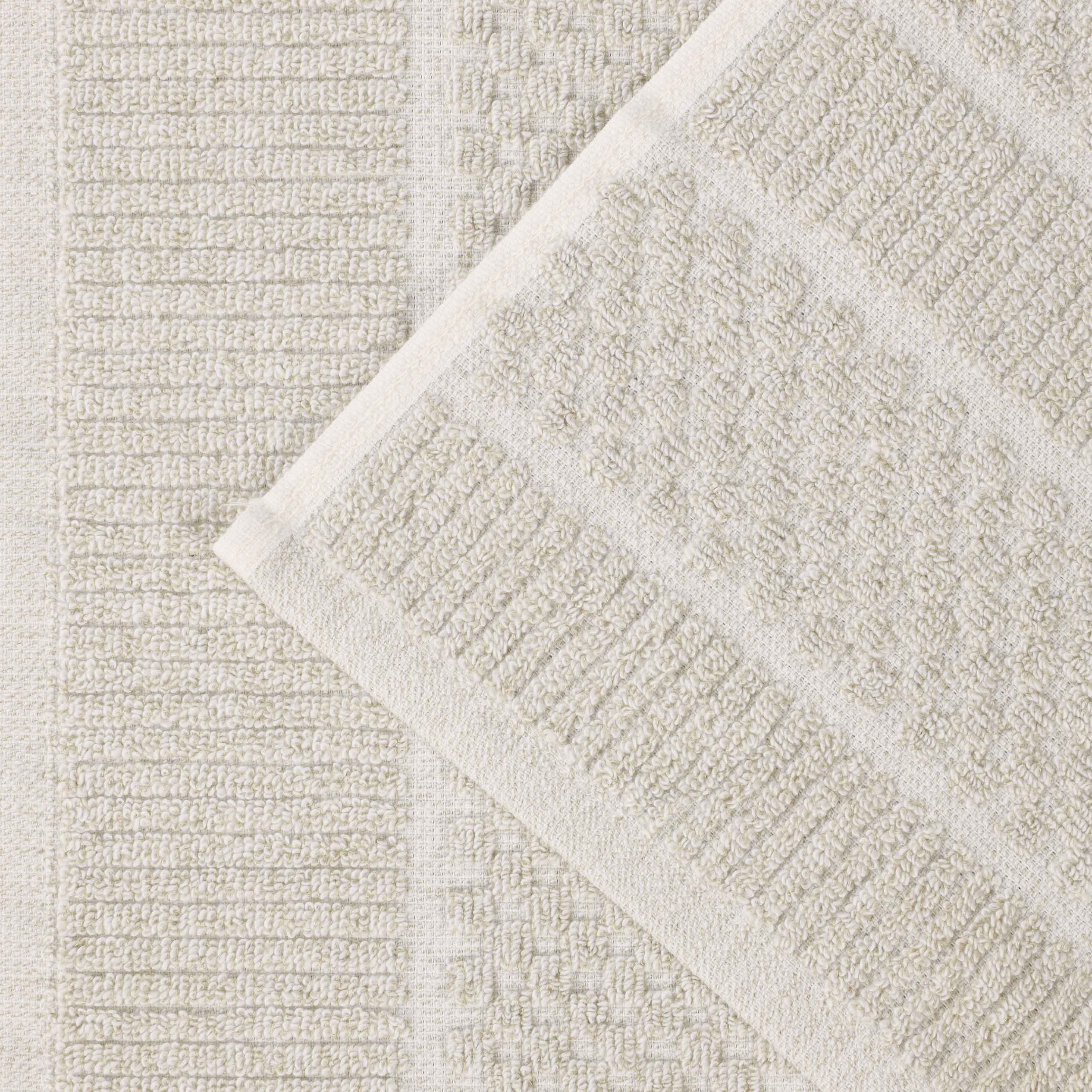 Premium Cotton Blend Checkered and Ribbed Hand Towels Set of 6 - Soft Absorbent Bath & Kitchen Towels for Guest Bathroom, Powder Room, and Spa Use