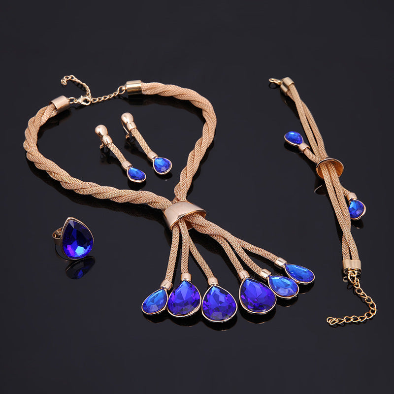 4-Piece Gold-Plated Necklace and Earrings Jewelry Set for Women - Elegant Gift for Birthday, Anniversary, and Special Occasions
