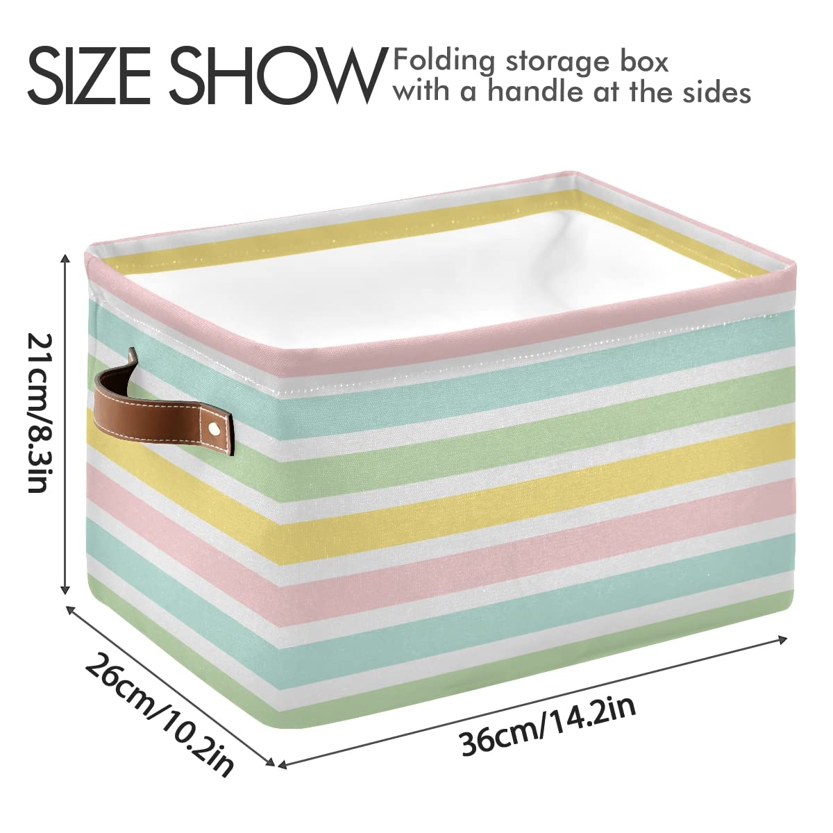 Easter Stripes Collapsible Storage Basket - Waterproof Rectangle Bin for Nursery Toys, Books & Closet Organization | Foldable Home Decor for Bedroom, Shelves & Holiday Decorations
