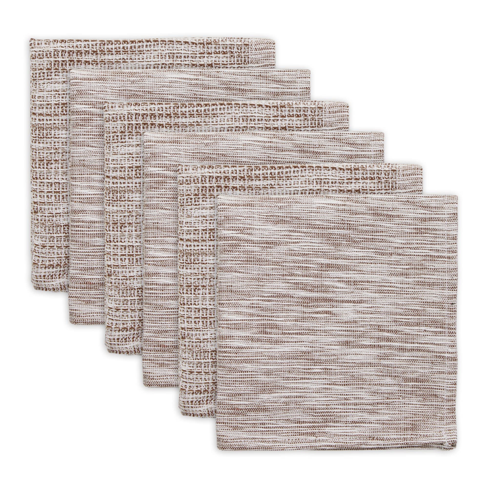 Eco-Friendly DII Recycled Cotton Waffle Dishcloth Set - 6-Piece Absorbent Kitchen Towels (12x12, Leather Brown) | Perfect for Dish Drying, Counter Cleaning & Sustainable Home Decor