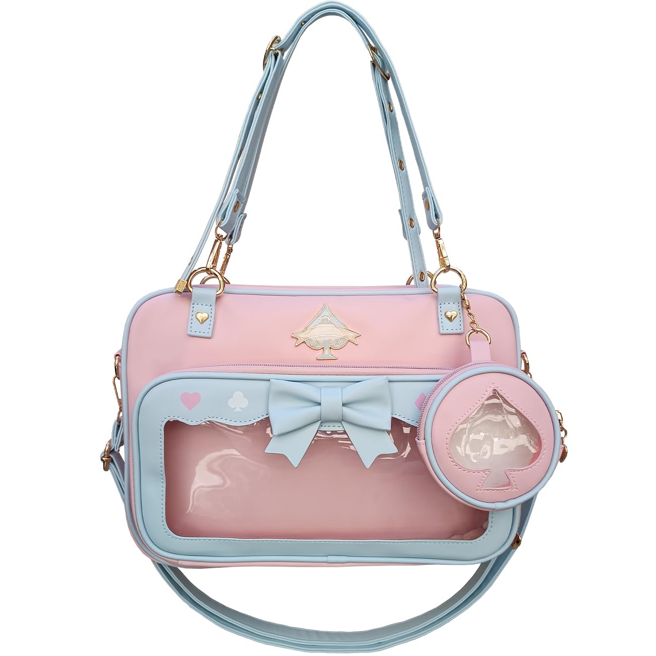 Cute Kawaii Ita Bag with Double Window - Sweet PU Leather JK Uniform Bag for Pins & Accessories | Perfect for School, Cosplay, and Everyday Use