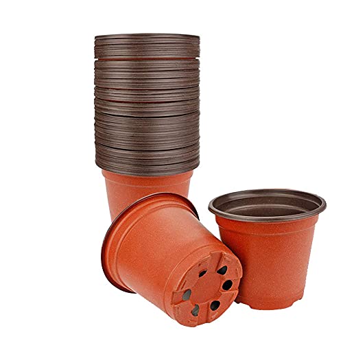 100/20/50pcs Bicolor Flower Pots - Simple Plastic Nursery Pots for Succulent Plants, Seed Starting, Home Gardening | Indoor/Outdoor Plant Containers for Herbs, Flowers & Small Plants