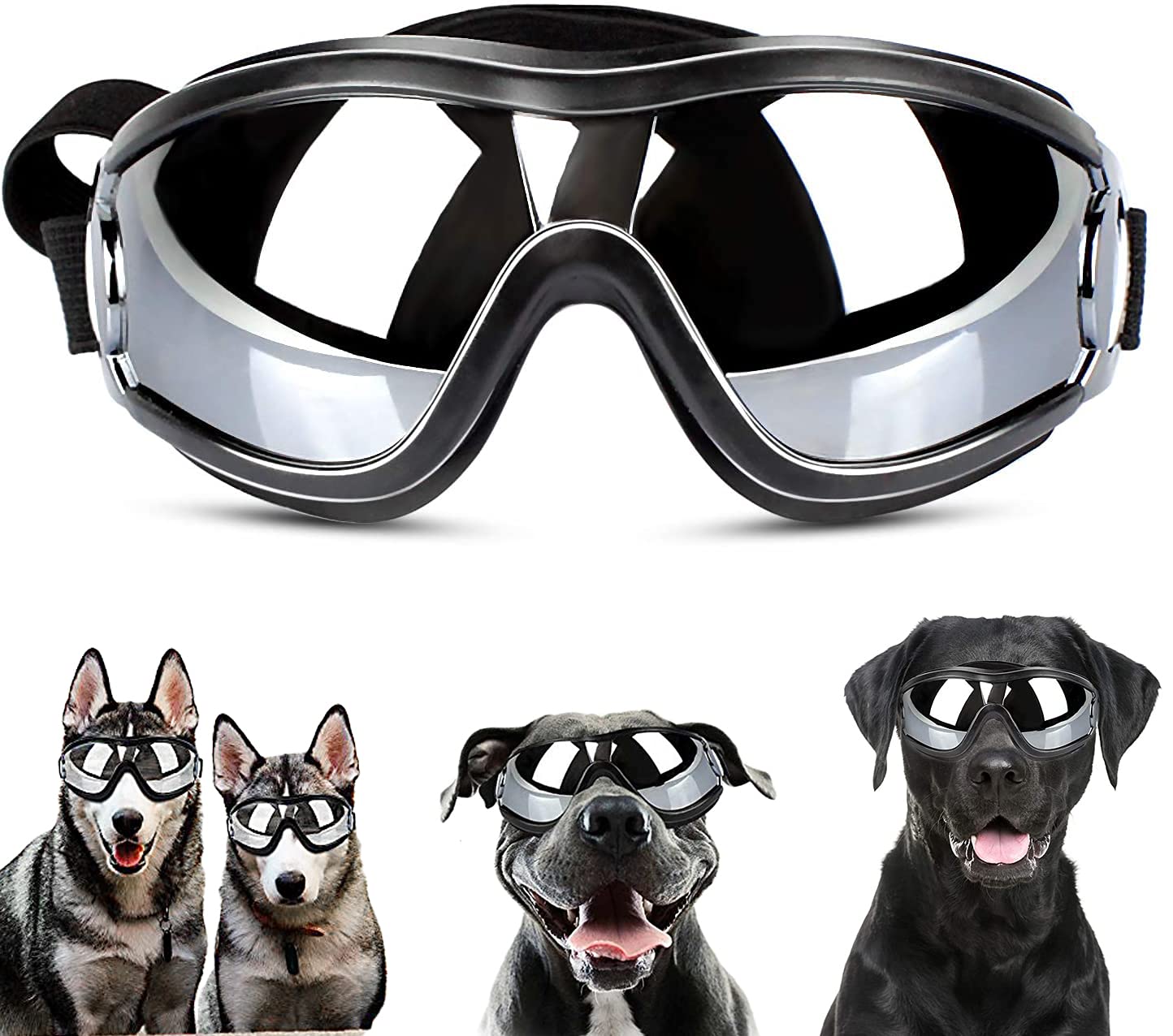 CHROM Dog Goggles - Windproof UV Protection Sunglasses for Medium & Large Dogs | Protective Eyewear for Hiking, Running & Outdoor Adventures